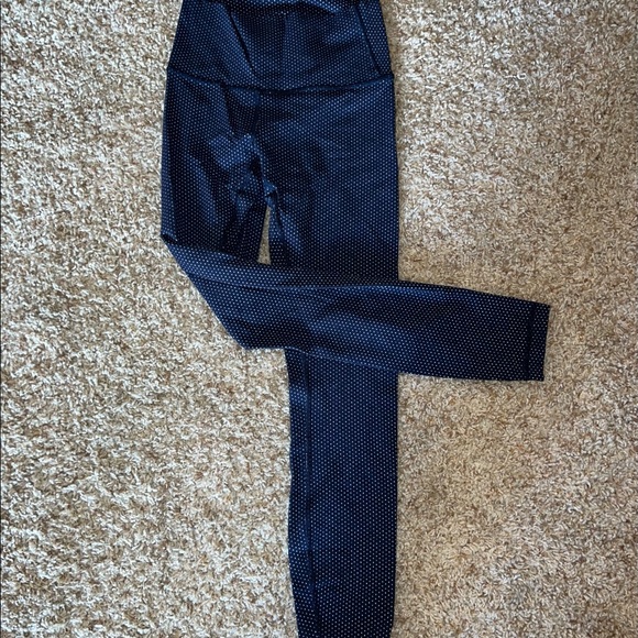 Lululemon Navy Blue White Polka Dot Wunder Under Pants Leggings 4 - Picture 2 of 5